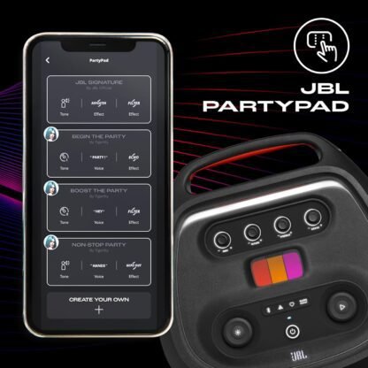 JBL Partybox Ultimate, Dynamic Lightshow, Party Pad, Wi-Fi & Bluetooth Connectivity, Dual Mic with Guitar Inputs, Pro Sound, Ipx4 Splashproof, Self Tuning, One App (Black) - Multimedia - Image 8